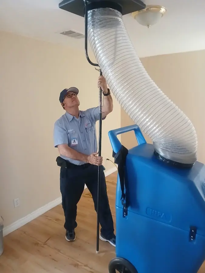 Mini Split Installation technician using HEPA equipment in Candler-McAfee